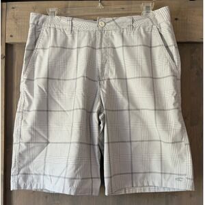 O'NEILL Chino Style‎ Shorts w/ Pockets Casual White Gray Plaid Skater Men's 36
